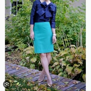 J.CREW No. 2 Pencil Skirt in Double-serge Wool Teal